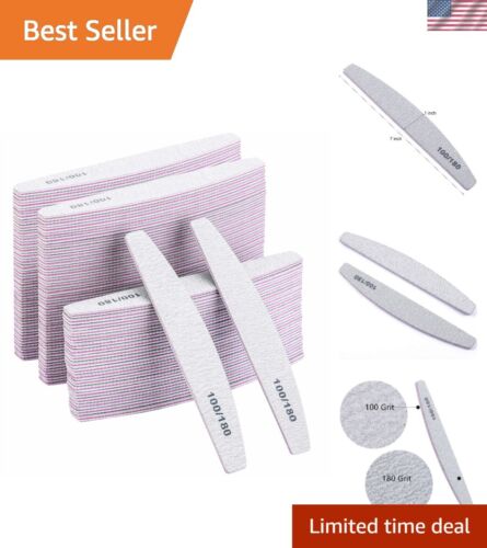 Essential 100 Pcs Nail Files - 100/180 Grit Double-Sided for All Nail Types