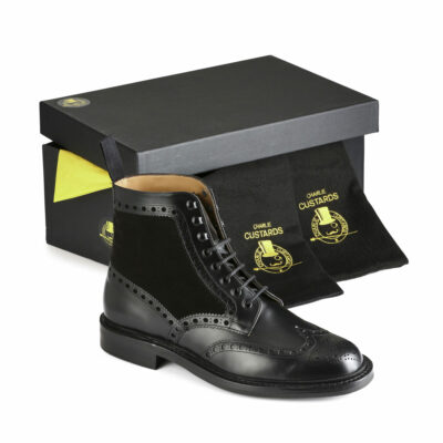 Joseph Cheaney für Charlie Pudding Herren Stiefel Brogues schwarz Kalb & Wildleder Dainite
