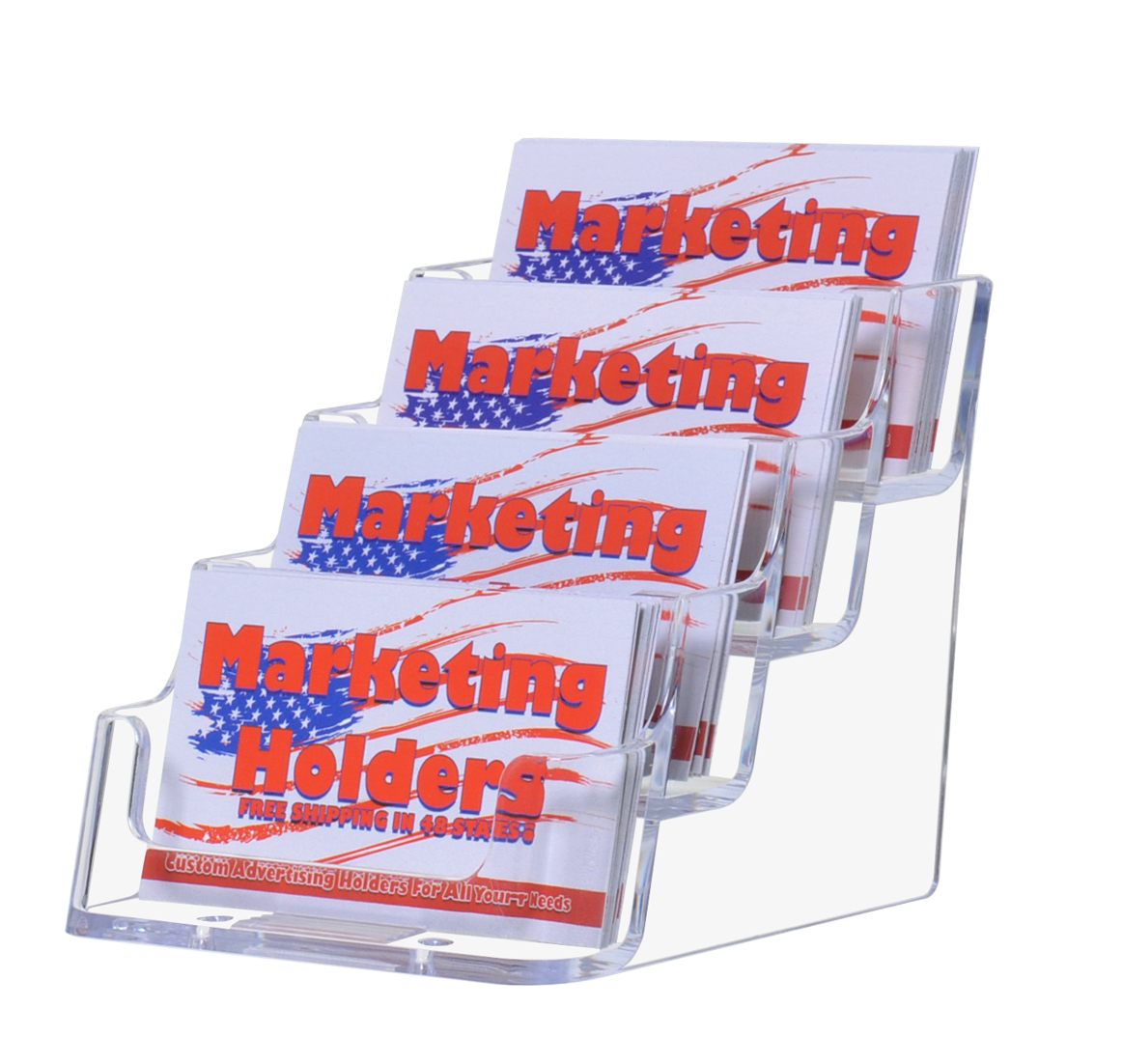 4 Tier Gift Card Business Card Holder Counter 4 Pocket Lot of 6 Clear Wholesale