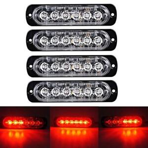 4x 6LED Emergency Beacon Warning Hazard Flash Strobe Light Bar Flash sync Red
