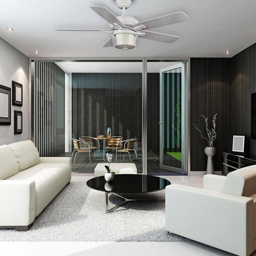 Home Decorators Ceiling Fan 52"x18.70" Integrated LED White w/Remote+Light Kit - Picture 10 of 10