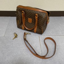 Celine 2way bag Macadam Triomphe brown PVC le...