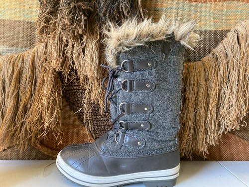 Bota de piel gris impermeable aislada polar para mujer talla 10 - Imagen 2 de 9