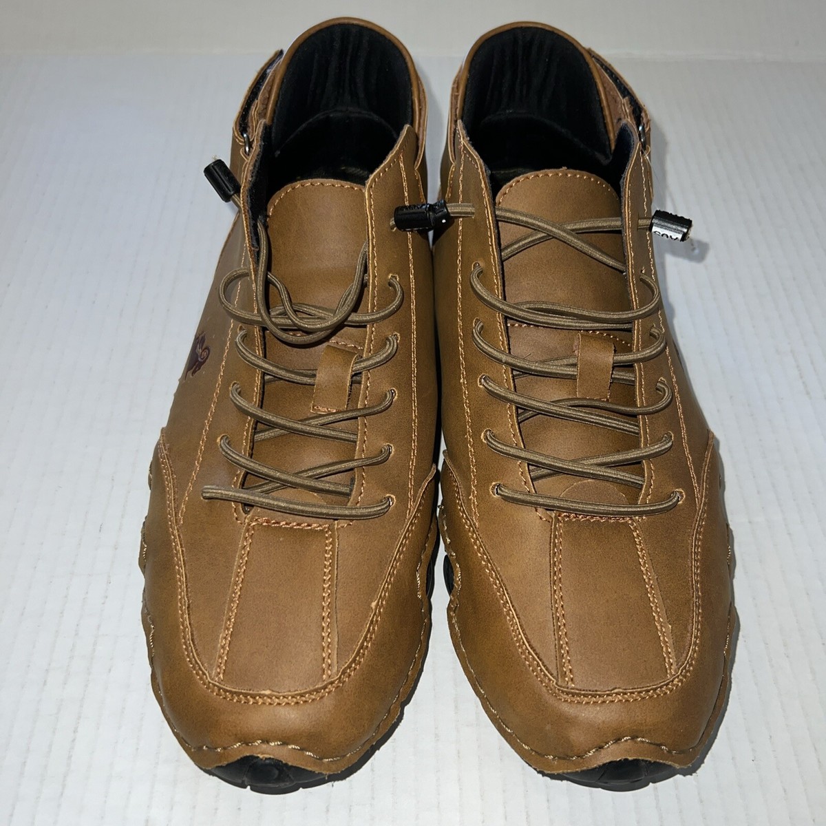 LDECK Mens Sports Casual Leather Sailor High Top Brown Shoes 