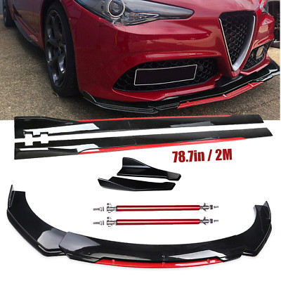 For Alfa Romeo Giulia Front Bumper Lip Spoiler Splitter Side Skirt Body Kit