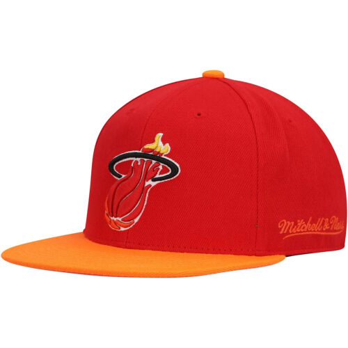 Miami Heat Hat Team Sided Red Orange HWC Mitchell & Ness Fitted Size 7 1/4 - Picture 3 of 4