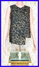 NEW VERSUS VERSACE LEOPARD PRINT TOP with GOLD-PLATED LION PIN 44 - 8