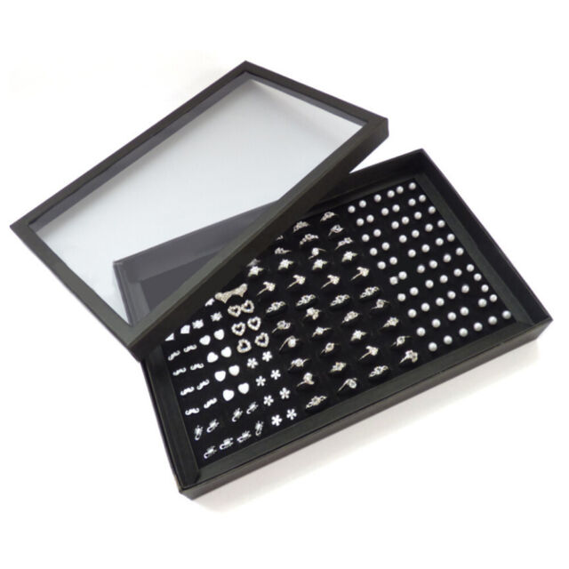 100 Slots Jewelry Ring Display Organizer Case Holder Earring Storage Box- 100 Slots Jewelry Ring Display Organizer Case Holder Earring Storage Box-