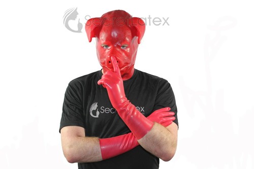 CAPUCHA DE CERDO DE LÁTEX ROJO FETICHE DE GOMA LECHÓN CABEZA COMPLETA BONDAGE BDSM GIMP MÁSCARA KINK UK - Imagen 4 de 11