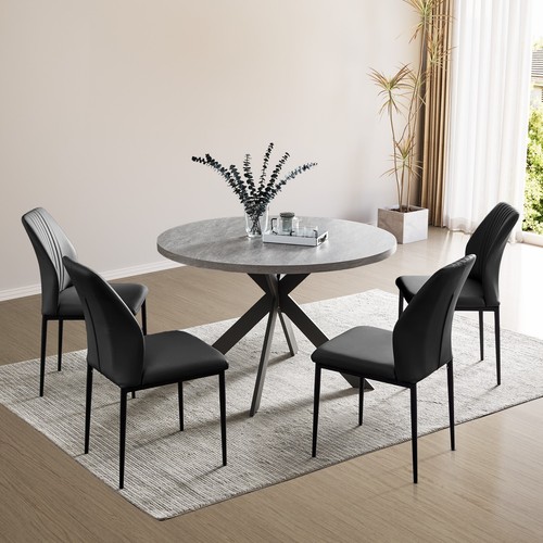 JIEXI  47" Round Dining Table Set for 4, Kitchen Table with PU Leather Chairs - Picture 15 of 15