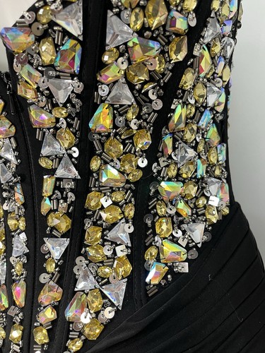 Camille La Vie Ornate Crystal Embellished Dress Gown Strapless Draped Back Sz 2 - Picture 16 of 21