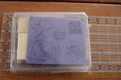 NEW Stampin Up A LITTLE SOMETHIN' Something THANKS A BUNCH Wood Stamp Set H