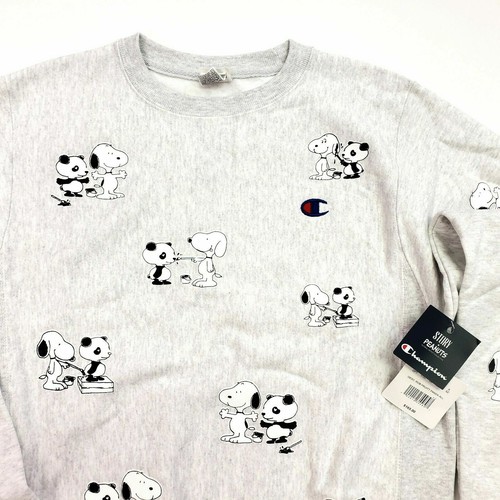 Champion Sweatshirt Story + Peanuts Snoopy & Panda All Over Rob Pruitt New - Picture 8 of 15