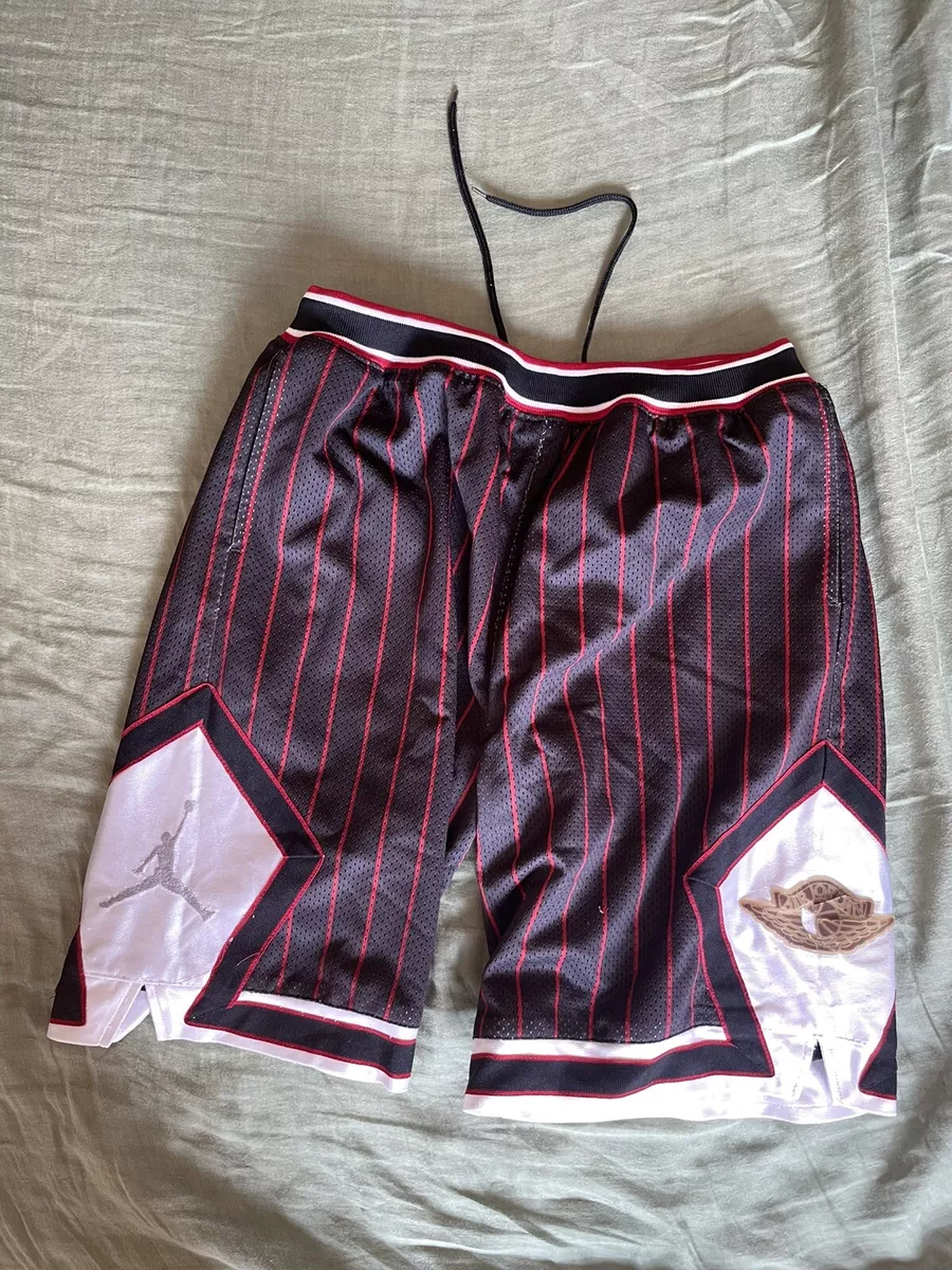 Vintage Air Jordan Wings Black Red Pinstripe Mesh Shorts Mens