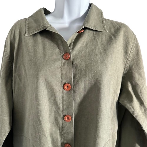 christopher & banks shacket button up long sleeve shirt jacket green size large - Picture 4 of 10