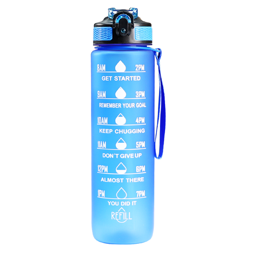 1L Sports Water Bottle with Time Marker Straw and Leakproof Ideal for School Gym - Picture 15 of 17