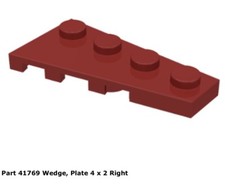 Lego 2x 41769 Dark Red Wedge, Plate 4 x 2 Right Set 7259