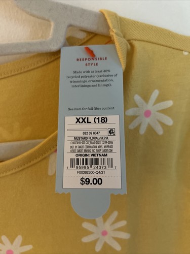 Girls Dress - Cat & Jack Size XXL (18); Yellow Daisy Floral A-Line - NWT - Picture 2 of 6