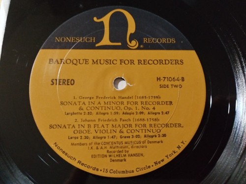 Baroque Music For Recorders VG++ Reissue Stereo Nonesuch H-71064 LP Record 1965 - Imagen 4 de 4