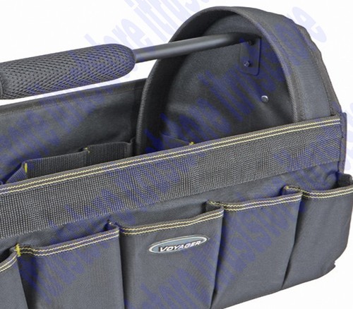 13 Pockets Rugged Fabric Hardware Tool Carrier Tote Bag with Carry Strap - Picture 3 of 4