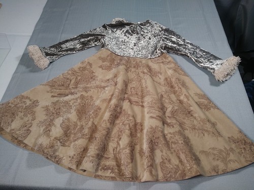 Poetica Dress Girls 5 Angel Toile Collard Faux Fur Cuff Velvet Vintage - Picture 9 of 13