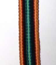 FOLK DANCE INKLE LOOM SASH, 66" x 1.5" belt, braid endings cl88cr G35