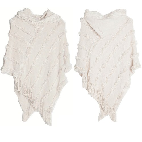 Womens Poncho Hooded Cape Soft Winter Warm Neck Knitting Casual Pullover Coat - Bild 11 von 30