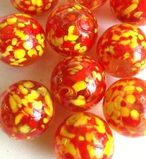 Glass Marbles Game Shooters 1" - 10 pcs Clear w/red and yellow spots