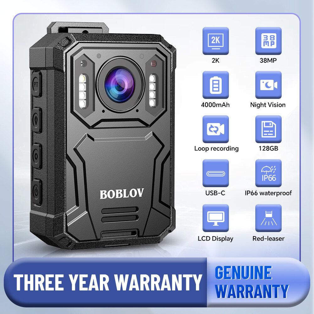 BOBLOV KJ23Pro 2K Body Camera Night Vision 4000mAh Battery 128GB