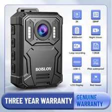 BOBLOV KJ23Pro 2K Body Camera Night Vision 4000mAh Battery 128GB Law Enforcement