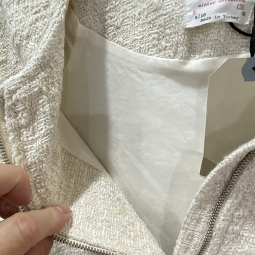 ZARA Girls Knitwear Winter Collection Full Zip Off White Jacket Size 8 Woven New - Picture 4 of 12