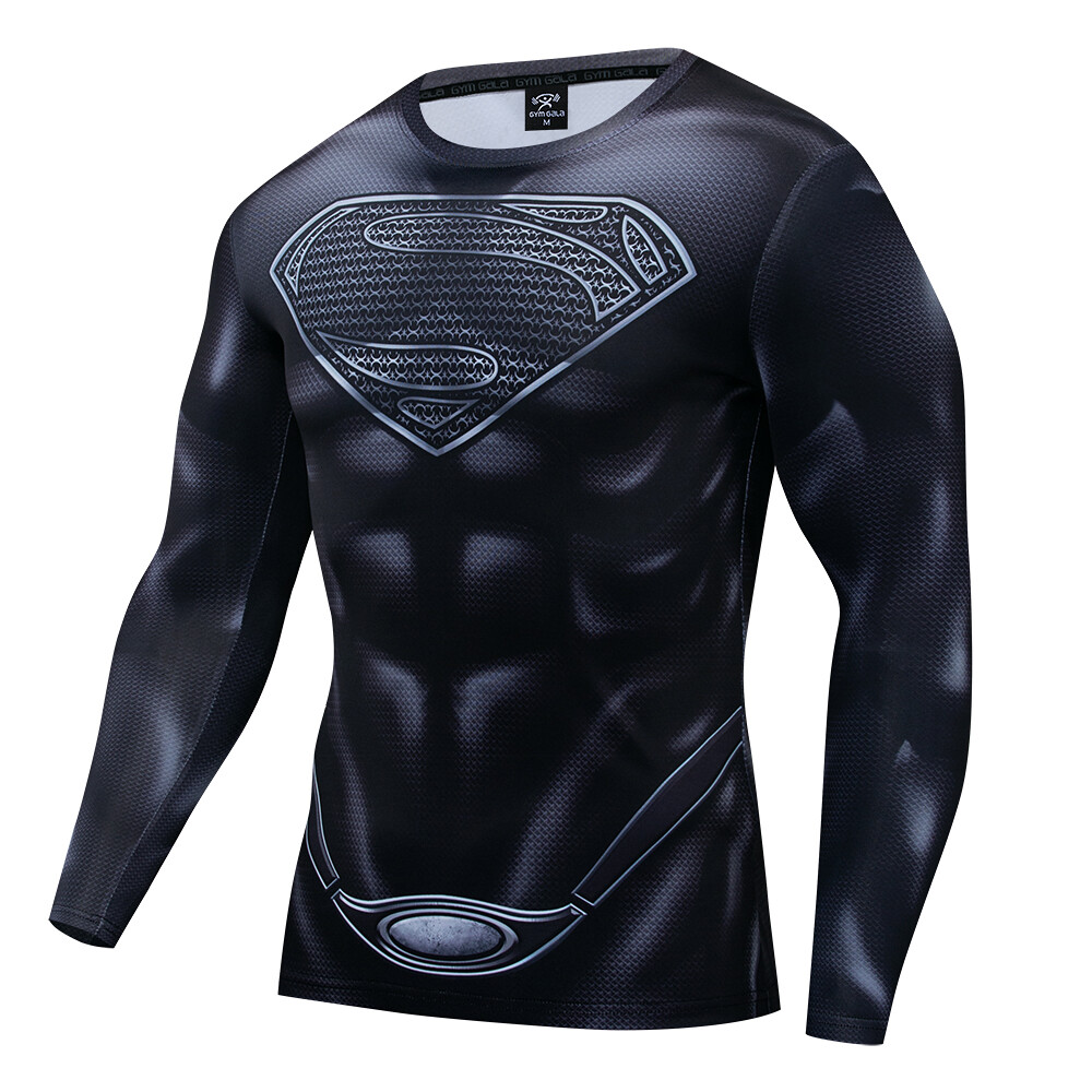 Herren T-Shirts Basisschicht Kompression Tops Sport Superhelden Strumpfhose Langarm - Bild 27 von 101