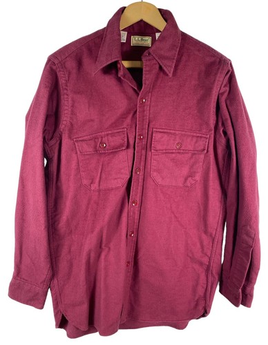 Vintage LL Bean Sämisch Stoff Hemd Größe 15 Herren Knopfleiste Burgunderrot USA