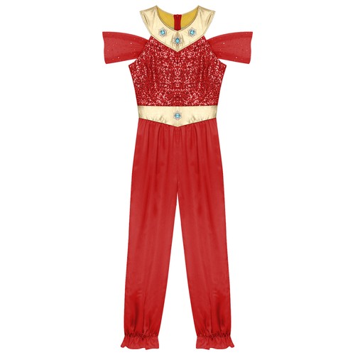Women's Arabian Princess Costume Sequin Bodysuit Romper Belly Dance Halloween - Picture 37 of 45