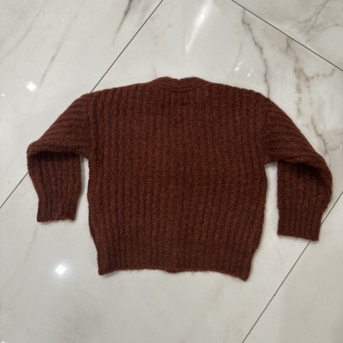 WYNKEN Kids Wool Slouch Cardigan, Brick | size 8 - Picture 4 of 4