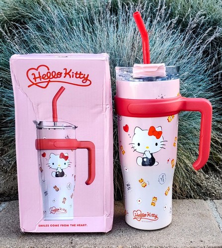 🩷 Sanrio 40 Unzen Hello Kitty Edelstahl Reisebecher mit Griff Strohhalm Deckel🩷 - Bild 3 von 6