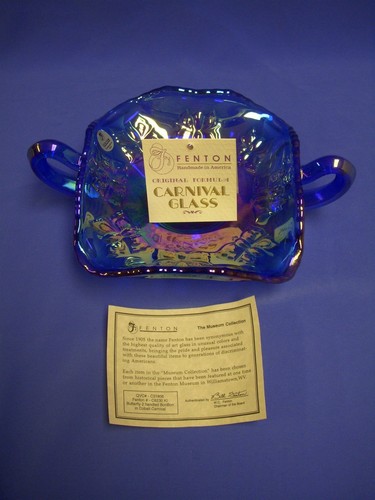 FENTON Azul Cobalto Carnaval 2 Mangos BONBON Colección Museo 1996 - Imagen 1 de 5