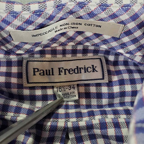 Paul Frederick Hemd Herren 16,5-34 blau kariert bügelfrei Knopfleiste - Bild 2 von 8