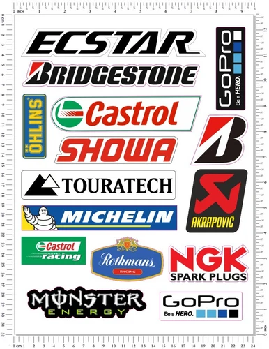 MOTO SPONSOR Rennsport Motorrad Sticker Set Laminierte Aufkleber Helm Akrapovic - Bild 1 von 1