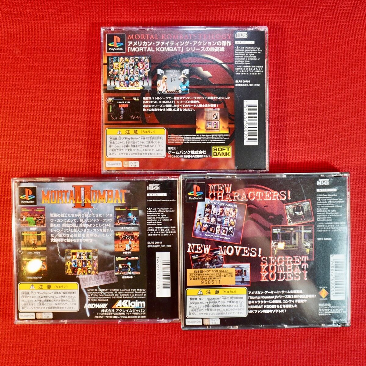 Lot 3 Set Mortal Kombat 2 3 Trilogy w/Sticker Playstation PS