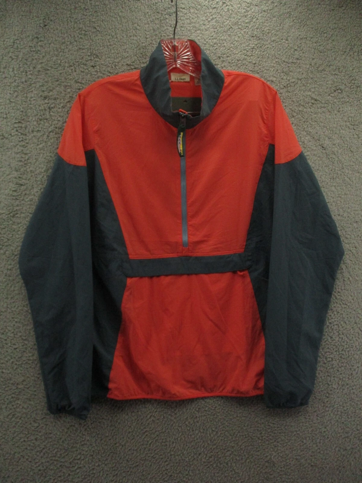 L.L. Bean Stowaway Windbreaker Jacket Track Red Gray Womens Size M NEW
