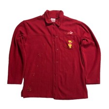 Vtg Disney Winnie The Pooh Womens Corduroy Button Shirt Red Long Sleeve Top Med