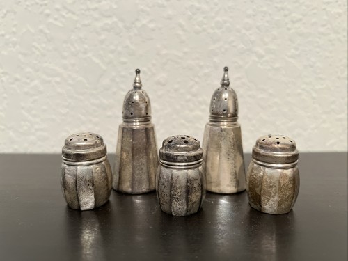 Vintage Webster Company Sterlingsilber Art Deco Mini Salz & Pfefferstreuer Menge 5 - Bild 1 von 12
