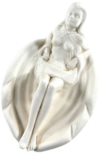 vtg Ceramic Pin-Up Ashtray woman lady Holland white CUTE