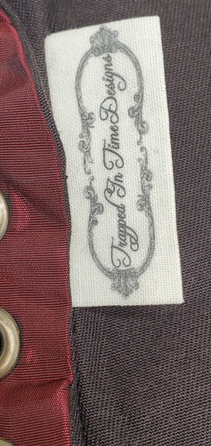 Asian Japan Inspired Cinched Lace Up Waist Skirt Overlay Gothic Burgandy & Black - Picture 16 of 16