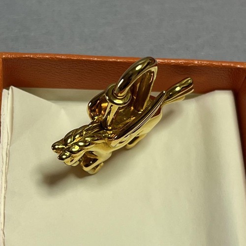 Excellent Hermes Cadena Pegasus Horse Motif bag charm lock Gold Japan w/B F/S - Picture 5 of 10