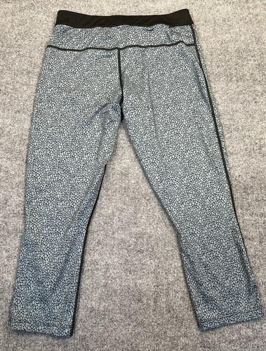 Nike Dri Fit Capri Leggings Womens Size Large Black Blue Running Yoga Athletics - Picture 2 of 11