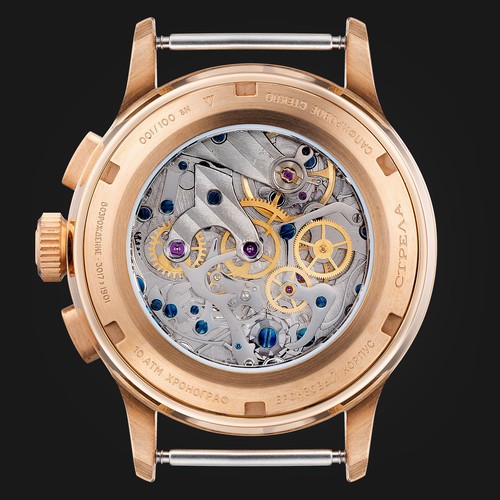 Strela Bronze Watch Chronograph Hand Wound 1 9/16in Sea-Gull ST1901 High - Picture 2 of 41