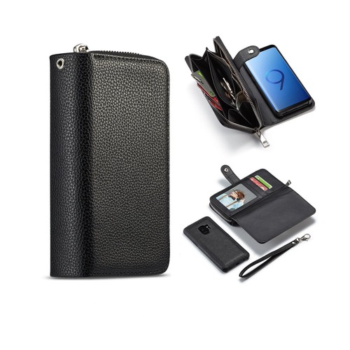 Removable Magnetic Zipper Leather Wallet Case Cover For Samsung Galaxy S9/S9Plus - Picture 2 of 8