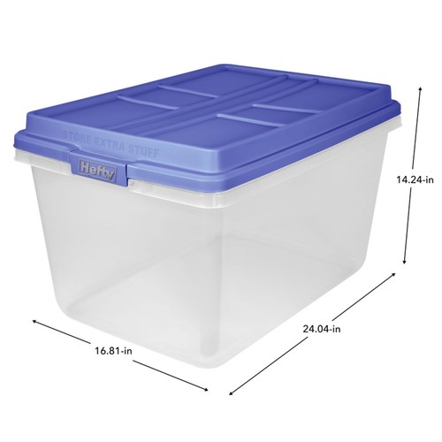 72 Qt Clear Plastic Storage Bin Stackable Snap Lid Gallon Container Adult Use - Picture 7 of 12